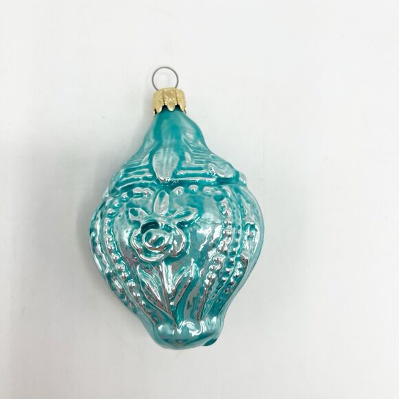 Blown Glass Lady Bust Rose Embossed Drop Christmas Ornament West Germany Vintage - Picture 2 of 8
